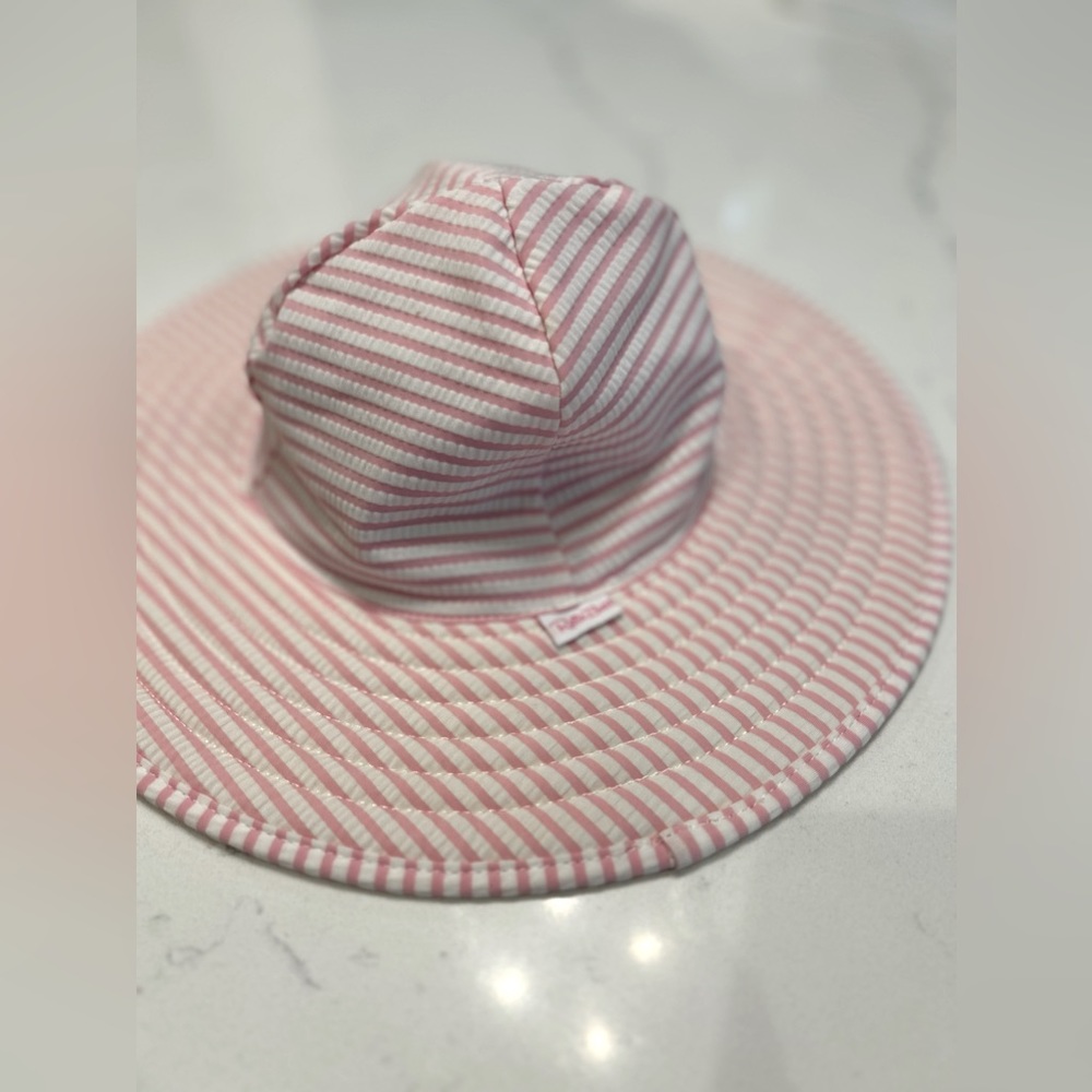 RuffleButts Pink Seersucker Swim Hat
